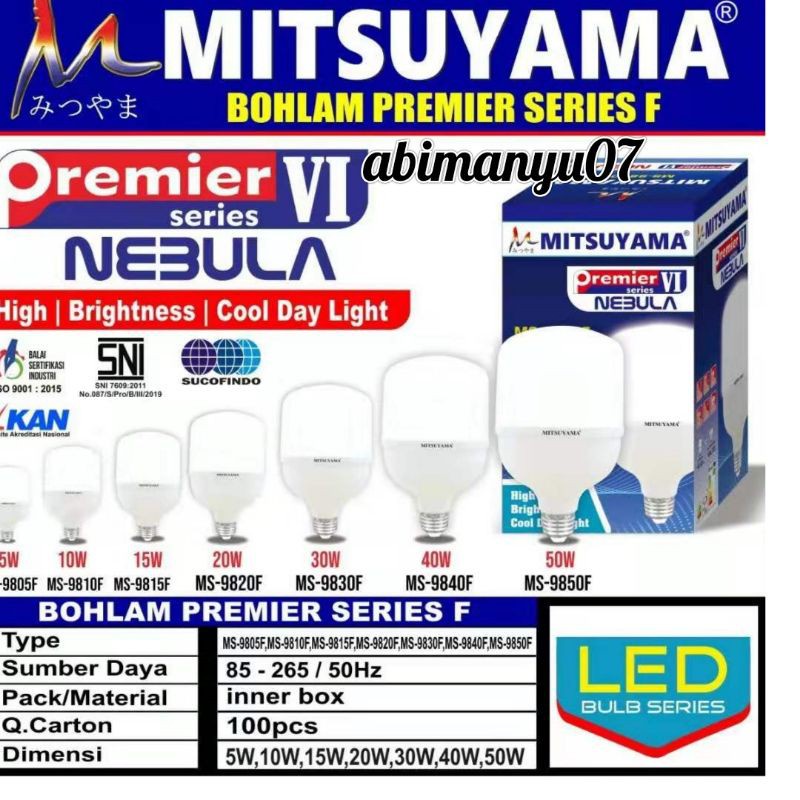 Jual Lampu Led Watt Ms F Mitsuyama Nebula Premier Iv Sni