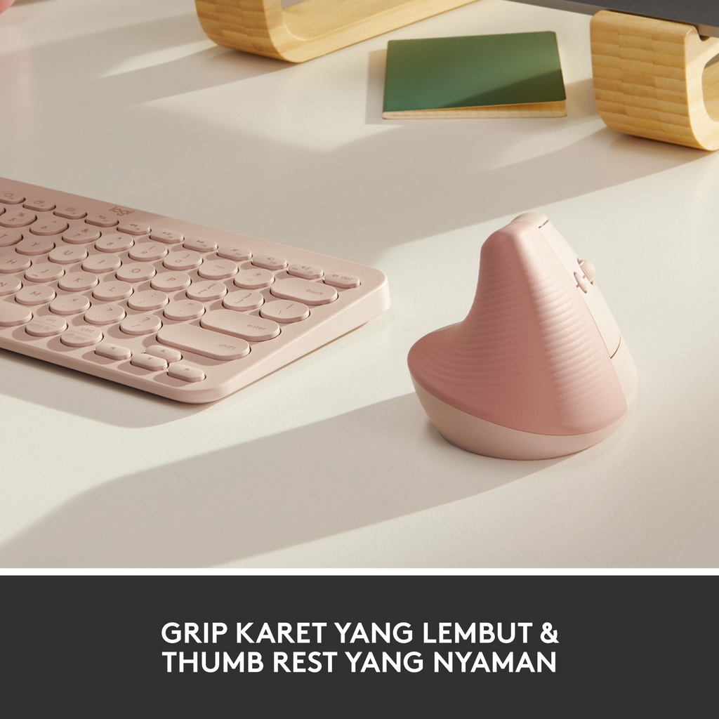 Logitech LIFT Mouse Ergonomic Vertical Wireless Bluetooth Silent - Rose (3)