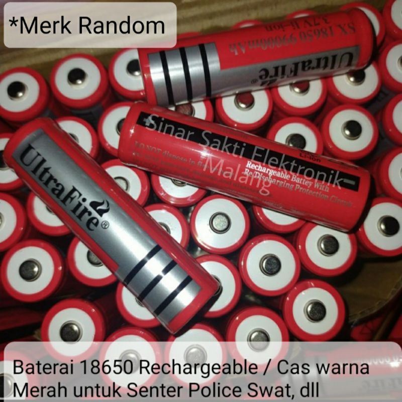 Jual Baterai 18650 Rechargeable Battery Cas Merah Police Swat Batrai ...
