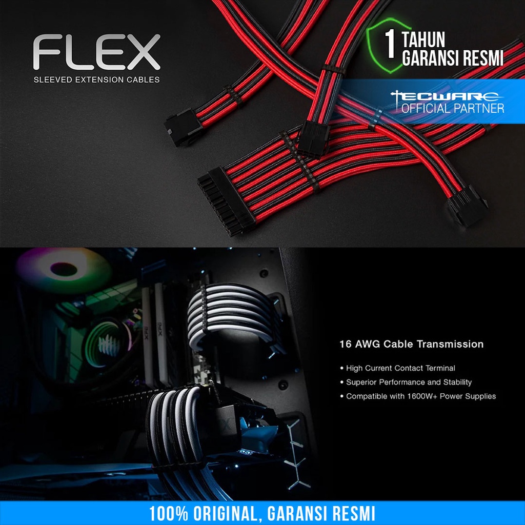 Jual Tecware Flex Sleeved Extension Cables Set 300mm Shopee Indonesia