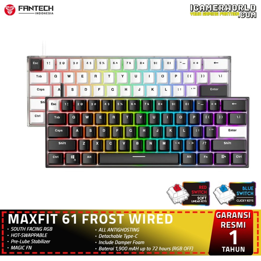 Jual Fantech MAXFIT61 Frost Wired RGB Hotswap Mechanical Gaming