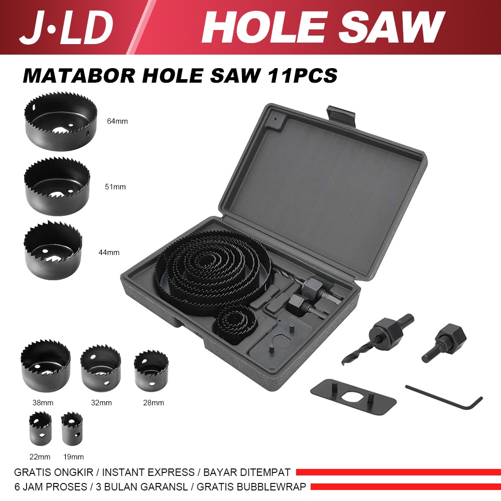 Jual JLD HOLESAW KIT 11PCS - HOLE SAW SET - MATA BOR PEMBOLONG KAYU ...