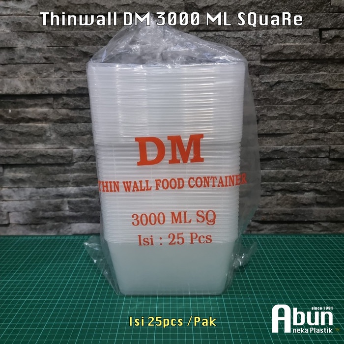 Jual Makanan-Toples- Thinwall 3000 Ml Square Isi 25Pcs Dm - Dm -Toples ...