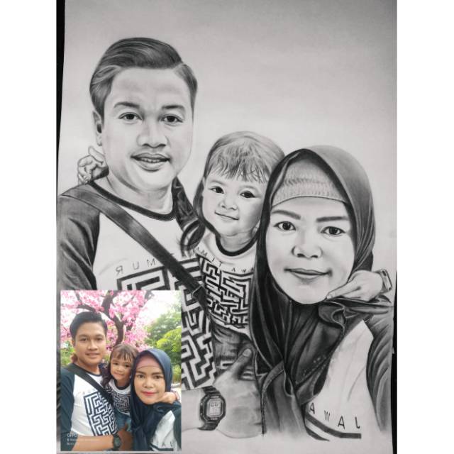 Jual Lukisan Wajah Sketsa Hitam Putih Realis A3 Couple Tanpa Bingkai Shopee Indonesia 6780