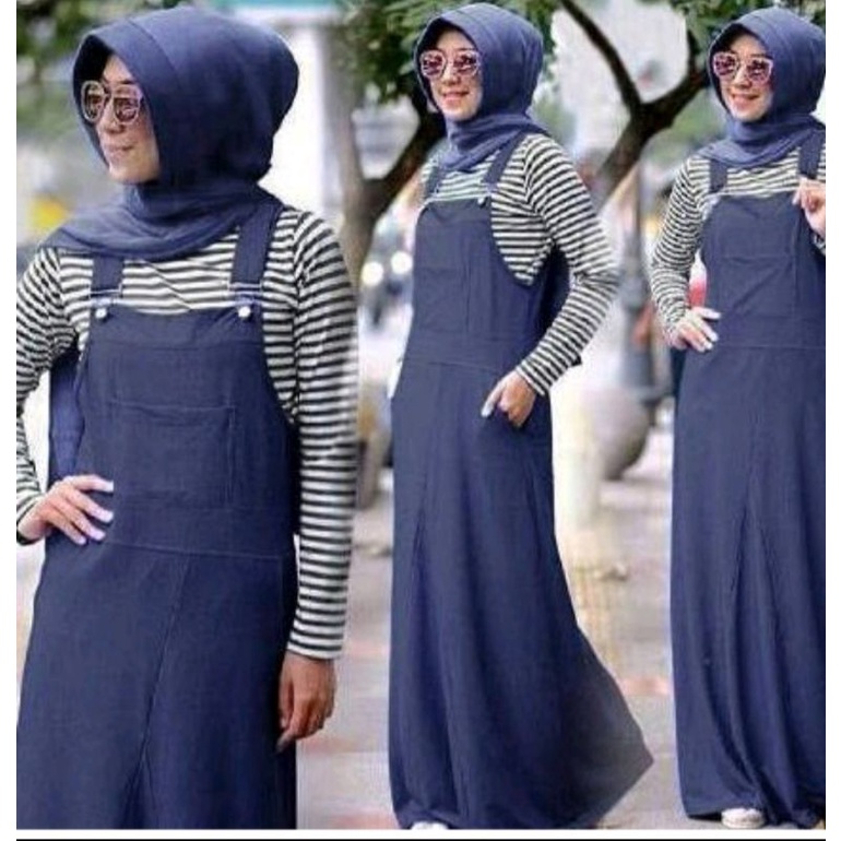 Jual Jumpsuit Muslim Wearpack Jeans Denim Rok Kodok Overall | Shopee ...