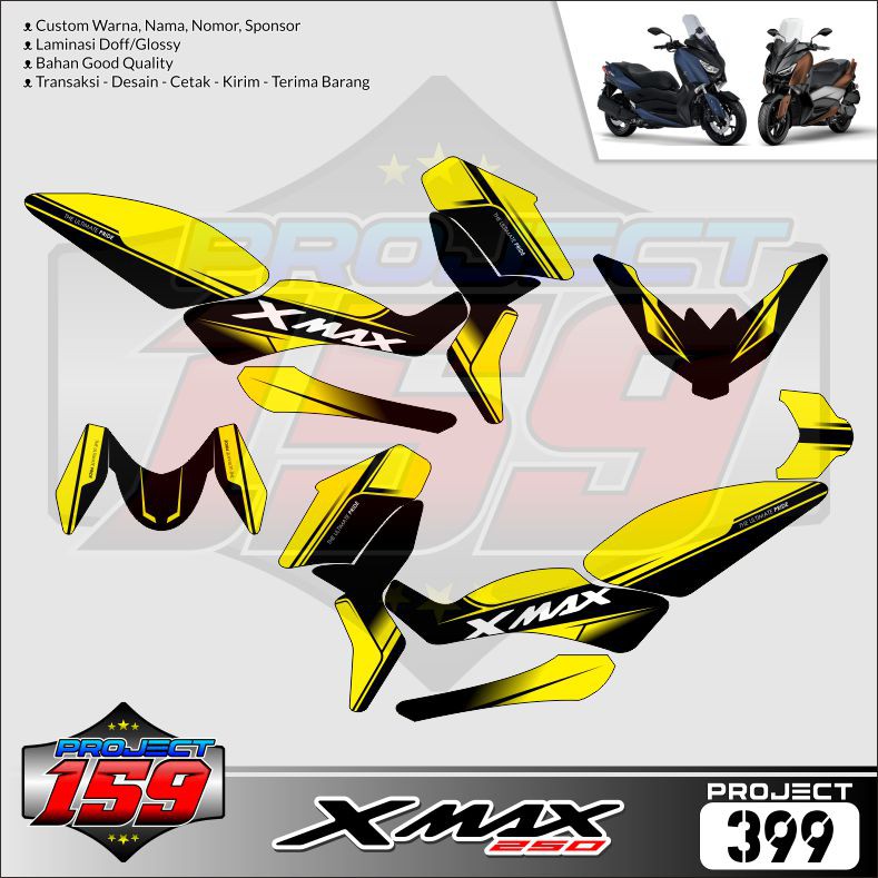 Jual Sticker Decal XMAX 250 - Project 399 Black x Yellow Livery ...