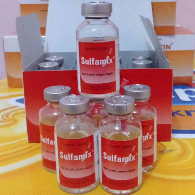 Jual SULFAMIX 20ml obat injeksi penyakit koksi, berak kapur, snot ...