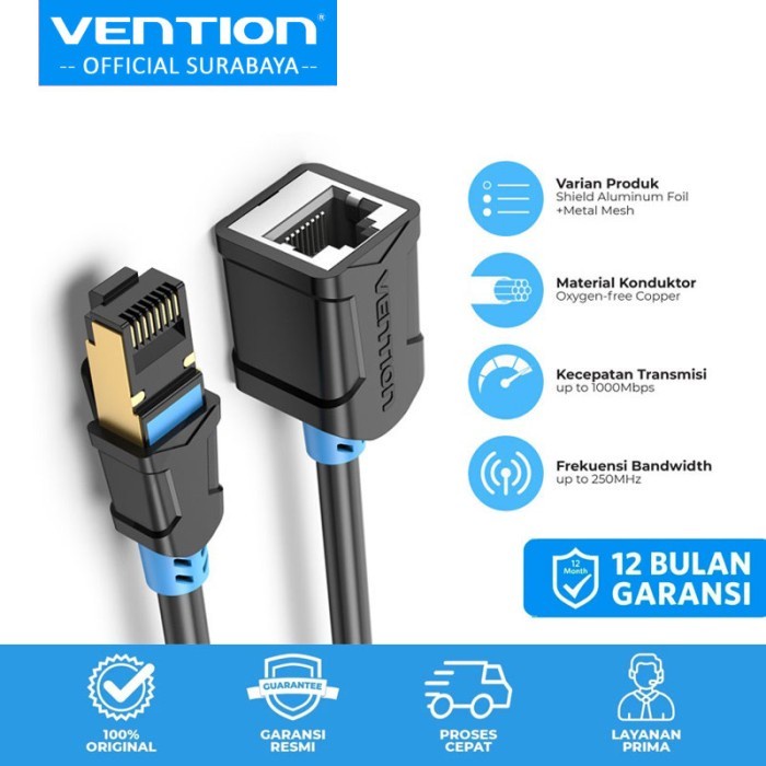 Jual Vention 8M Kabel Extension Gigabit RJ45 Cat6 SSTP Male to Female ...