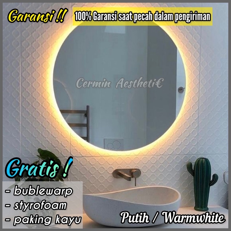 Jual Cermin Bulat Led Strip Diameter 60cm Kaca Cermin Lampu Aesthetic Cermin Dinding Cermin 4932