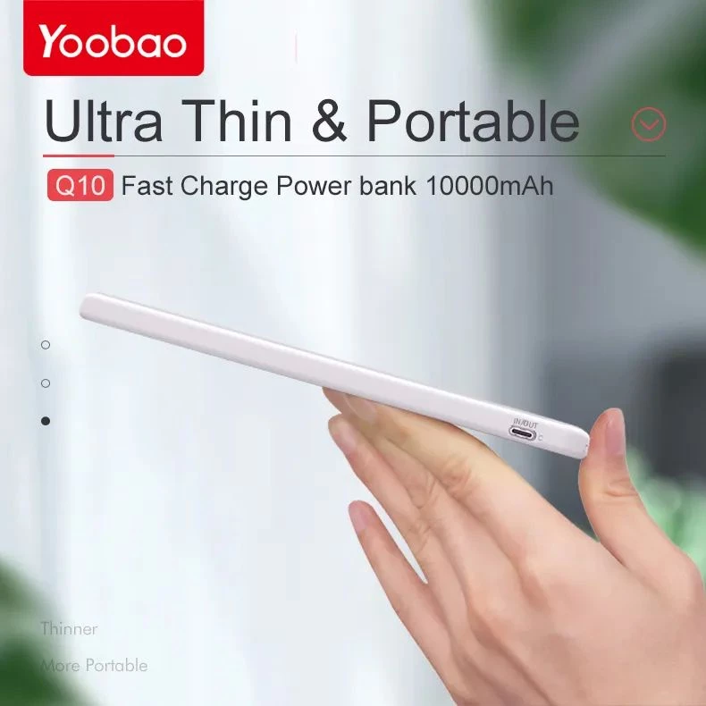 Yoobao Powerbank - Q10 PowerDesire - 10000mAh - 37Wh - Ultra Thin - 18W Quick Charge - Power Delivery 3.0