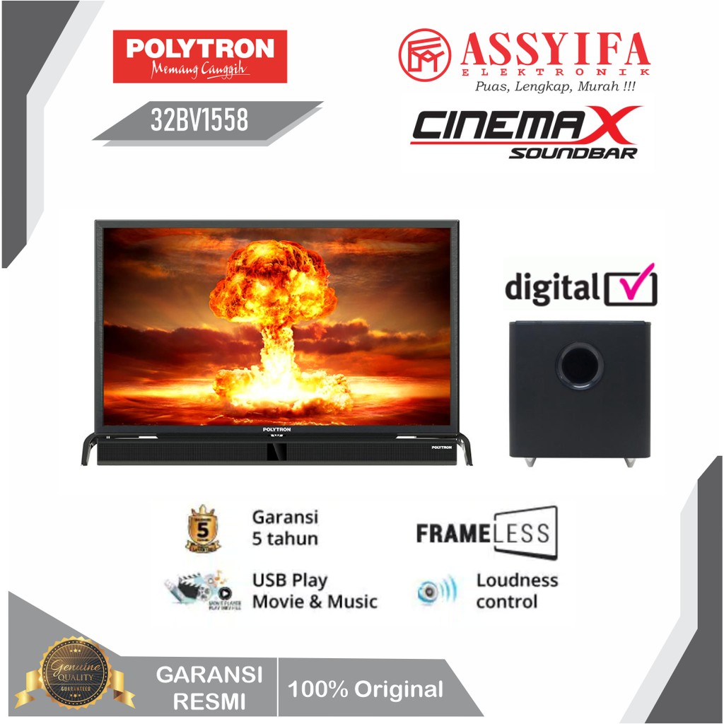 Jual Led Tv Polytron Inch Cinemax Soundbar Bv Digital Ready