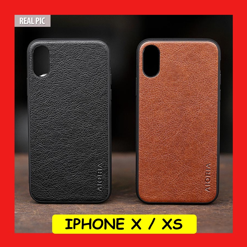 Jual iPhone X - XS - Leather Texture Hybrid Soft Case Casing Cover ...