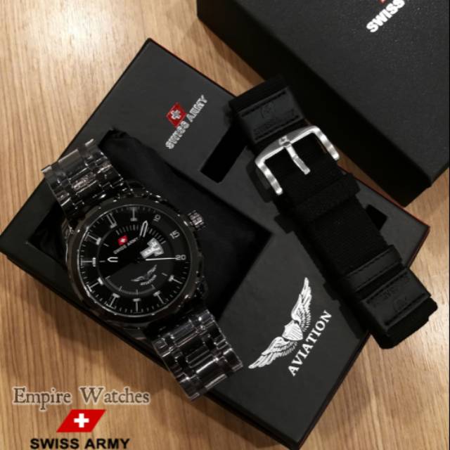 Jual Jam Tangan Pria Swiss Aviation Hari Dan Tanggal Aktif Free Strap Kanvas Warna Strap 6082