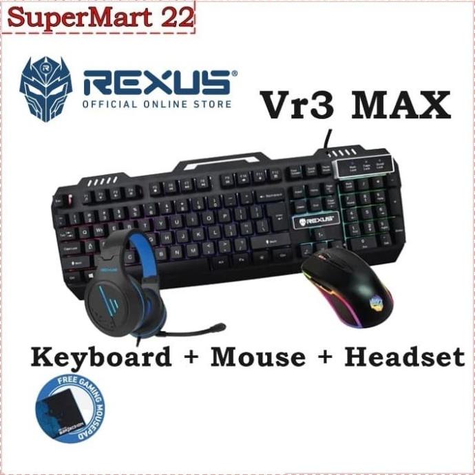 Jual Rexus Keyboard Mouse Headset Gaming Warfaction VR3 MAX - Combo ...