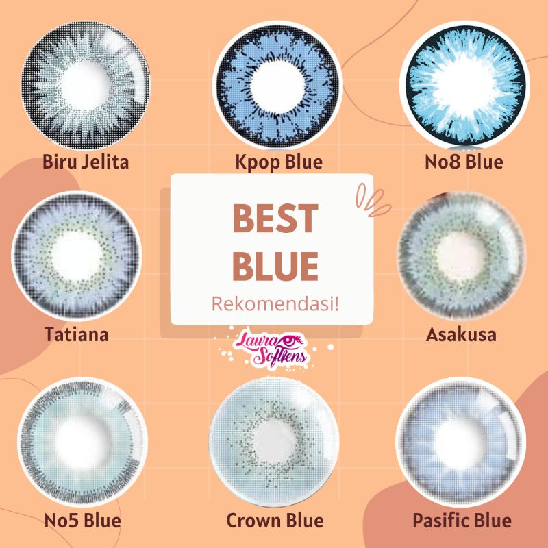 Jual Softlens Blue Biru Normal Minus Rekomendasi Laura Softlens ...