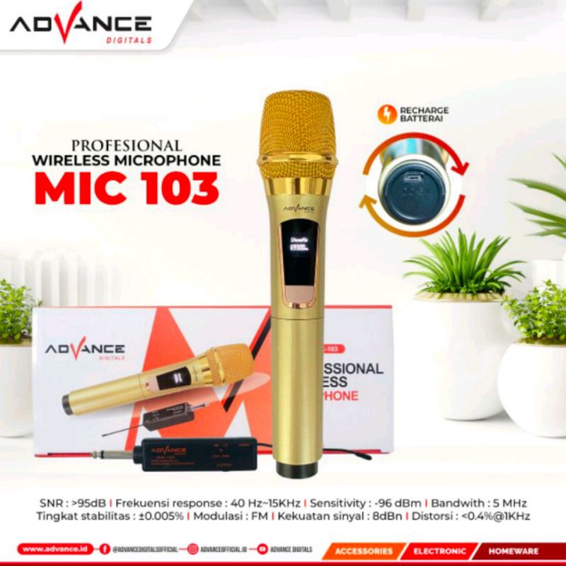 Jual Mic,Mik,Mix,Microphone,mikrofon,mic wireless single 1 mix tanpa kabel original advance 103