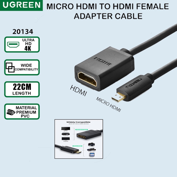 Jual Ugreen 20134 Kabel Micro Hdmi Male Cable Micro Usb To Hdmi