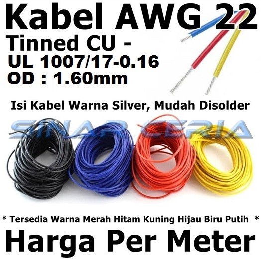 Jual Kabel Serabut Awg Tinned Cu Meter Awg Singel Up To Celcius Shopee Indonesia