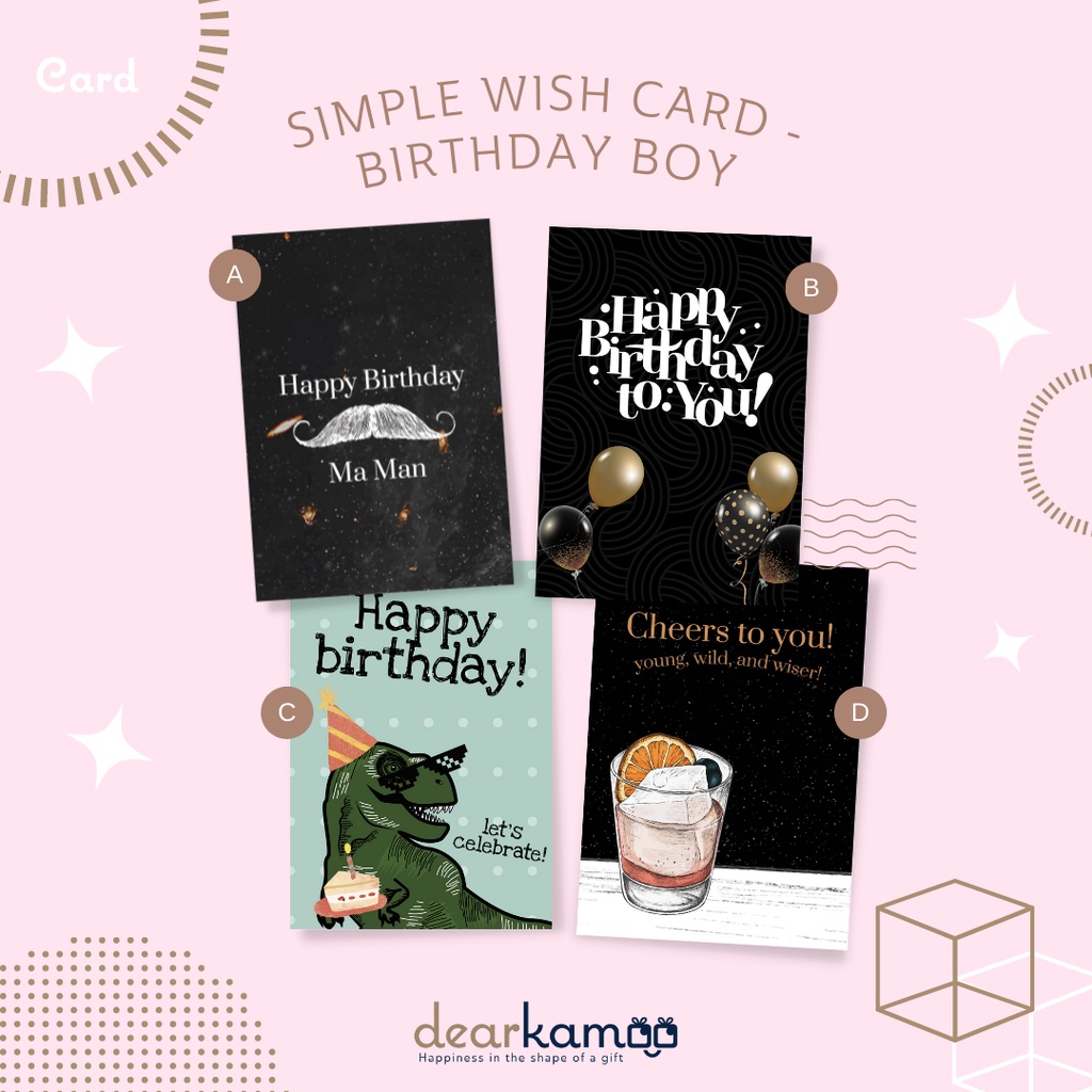 Jual Wish Card Birthday Boy / Kartu Ucapan Ulang Tahun cowok / Ucapan