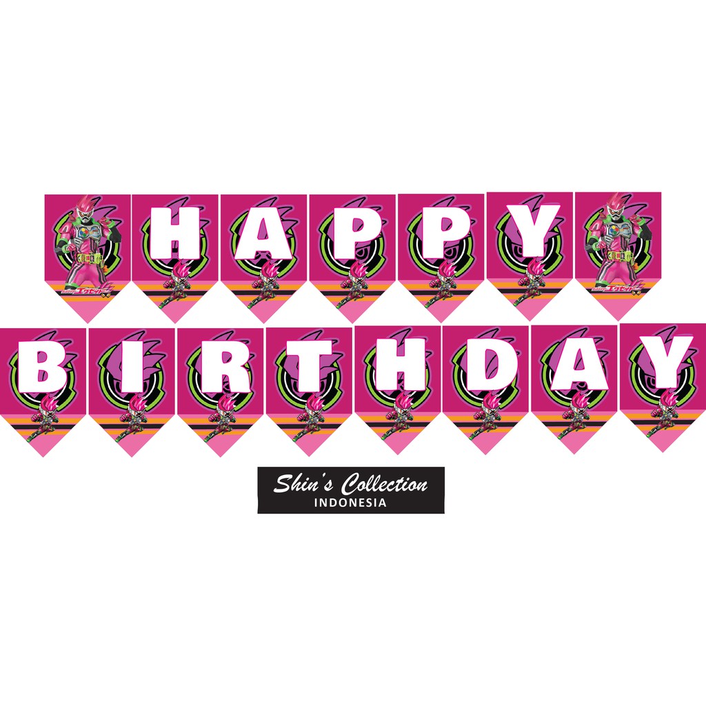 Jual Banner bunting flag happy birthday ulangtahun Kamen rider Ex aid ...