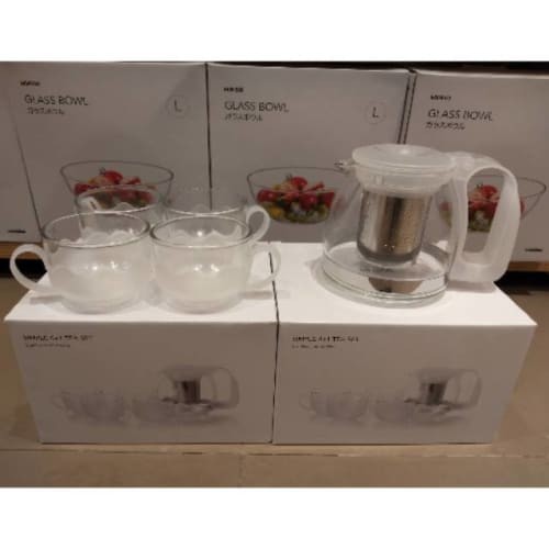 Jual MINISO TEA POT 700ML SIMPLE 4+1 TEA SET BLACK STAINLESS STEEL