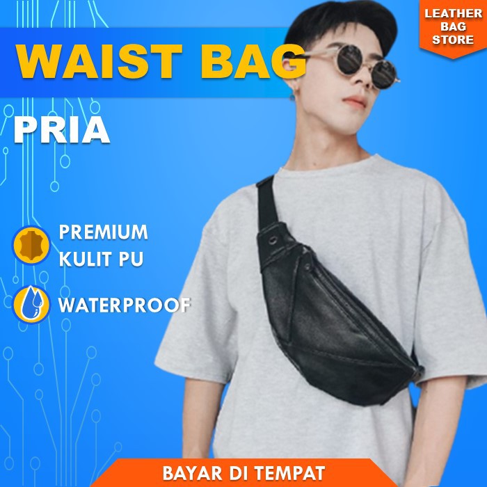 Jual Tas Pria Slempang Waistbag Pria Tas Bahu Selempang Cowok Sling Bag Kulit Pria Slingbag 0859