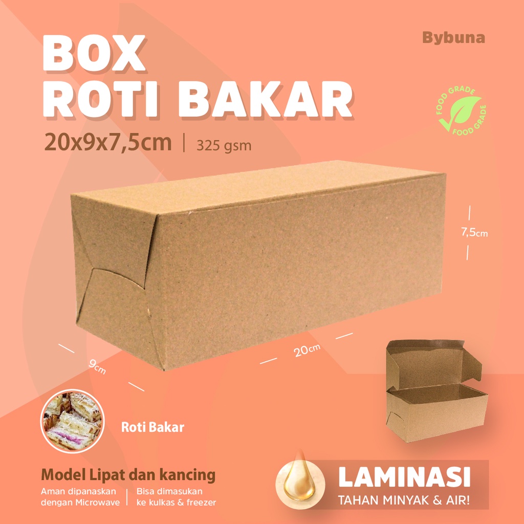 Jual BOX ROTI BAKAR KRAFT LAMINASI KOTAK ROTI BAKAR KOTAK MAKAN ...