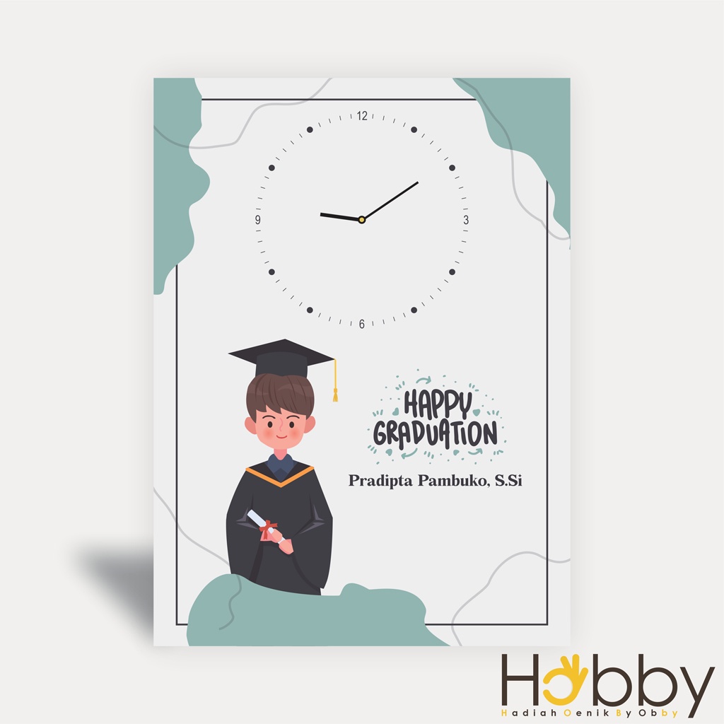 Jual JAM DINDING CUSTOM KAYU NAMA CARTOON HADIAH WISUDA UNIK GIFT ...