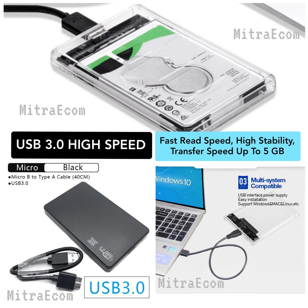 Casing Harddisk 2.5 HDD SATA Enclosure USB 2.0 to Mini USB - U25Q7 - Black  