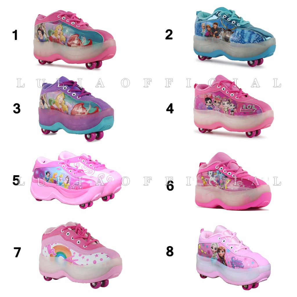 Jual SEPATU RODA ANAK PEREMPUAN RODA 4 KARAKTER DISNEY INCLUDE BOX ...