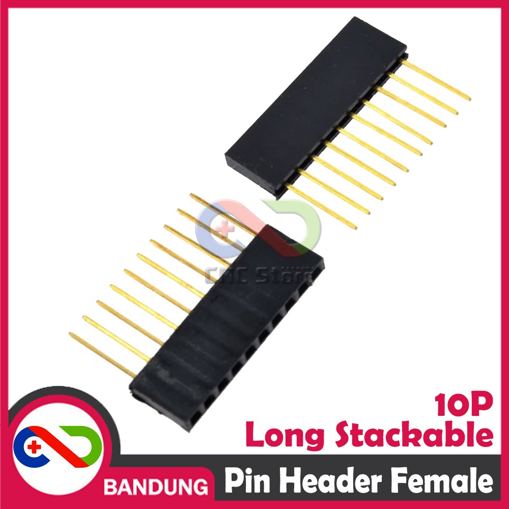 Jual PIN HEADER FEMALE 10 10P 10MM LONG STACKABLE FOR ARDUINO UNO ...