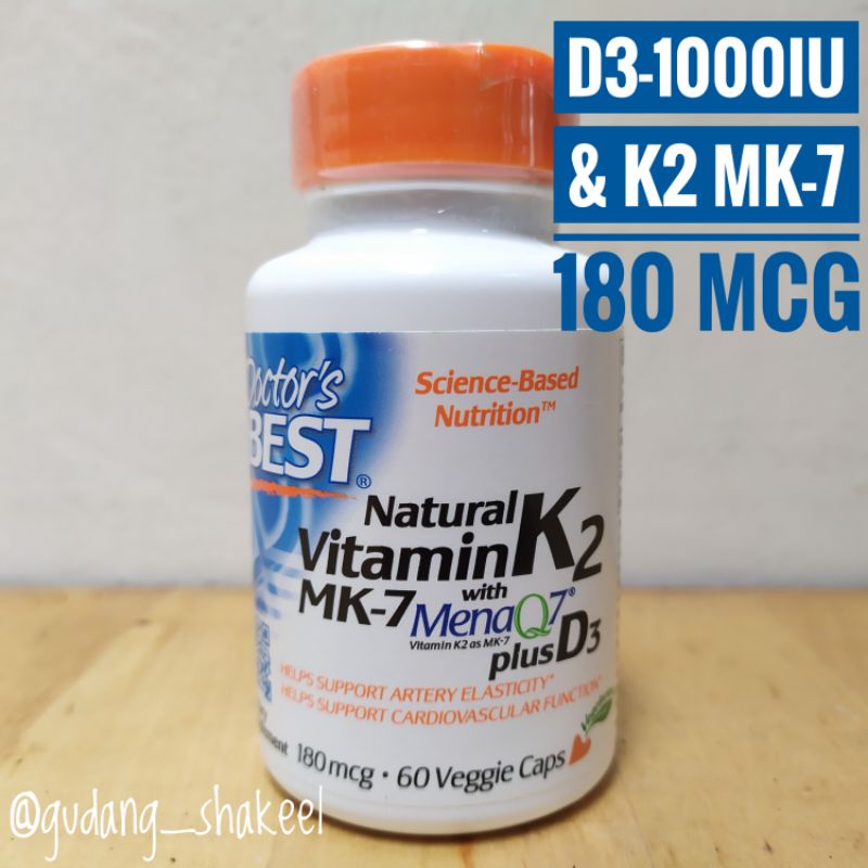 Jual Doctor Best Vitamin K2 MK7 180 mcg plus D3 1000 iu 60 Veggie