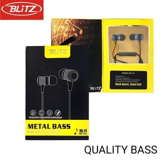 BLiTZ Handsfree Metal Bass aux 3.5mm for Quality BASS + Microphone