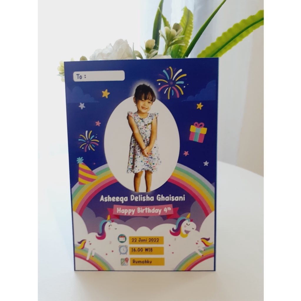 Jual Kartu Undangan Ulang Tahun Custom Gambar Dan foto Anak | Shopee