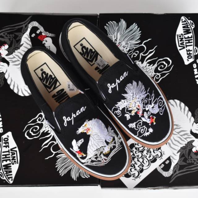 Vans slip on tiger dragon japan black white premium