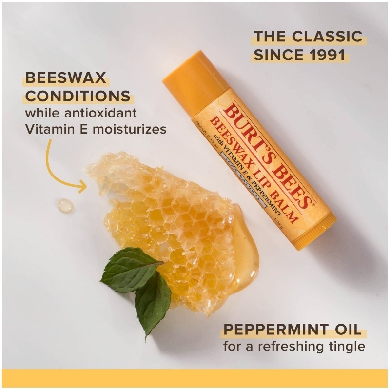 Jual Burt's Bees Lip Balm Beeswax With Vitamin E And Peppermint ...