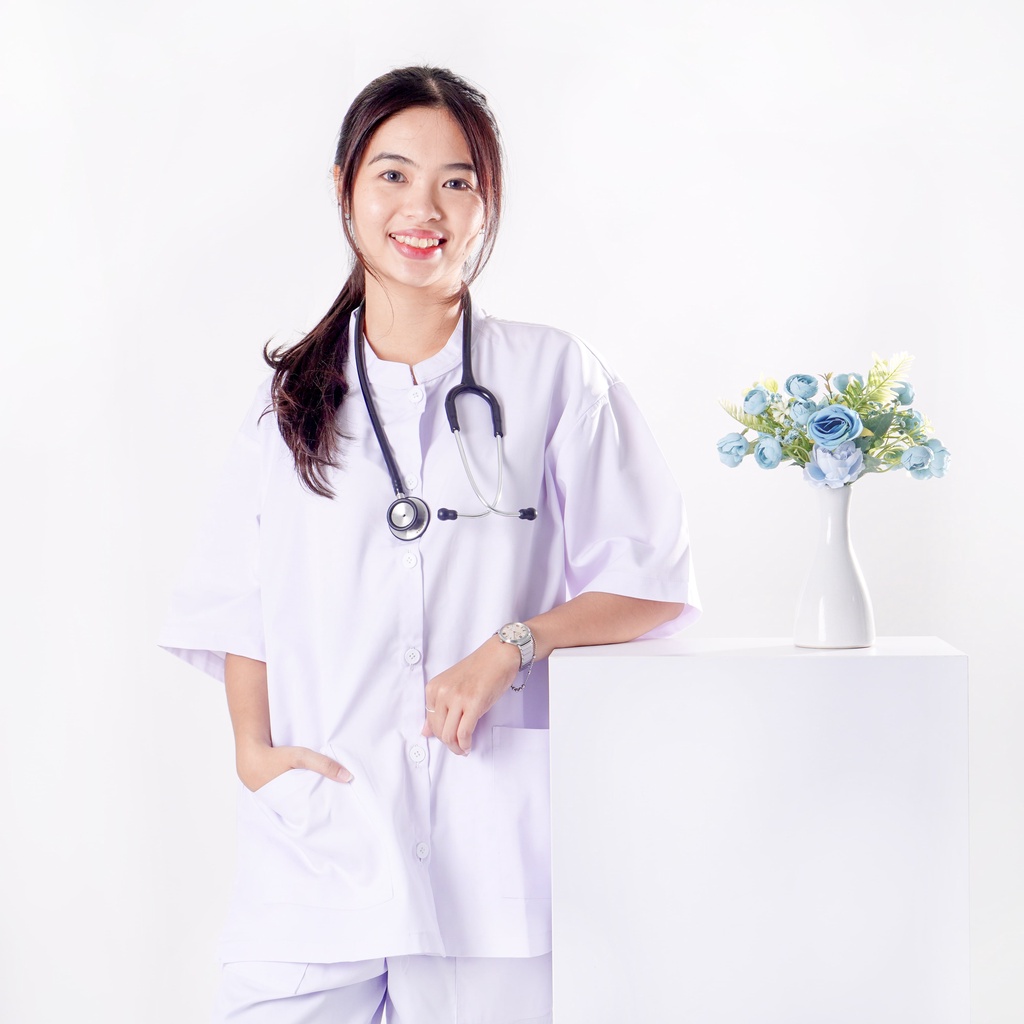 Jual Baju Bidan / Seragam Bidan / Baju Perawat PREMIUM Lengan PANJANG