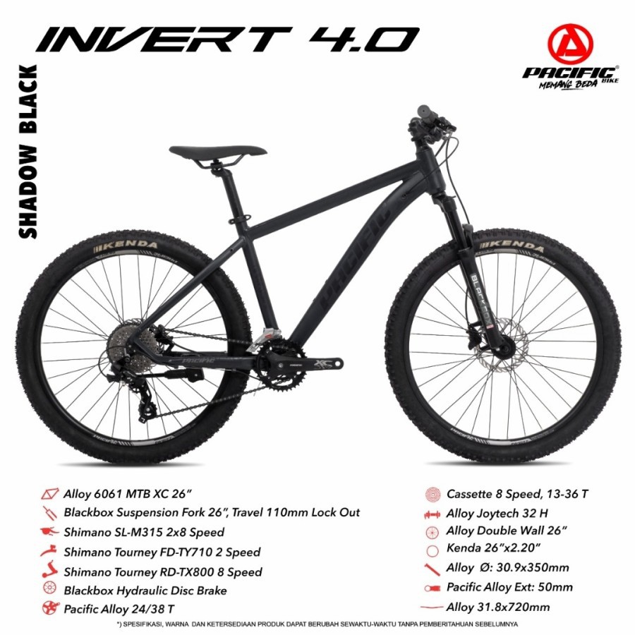 Jual Sepeda MTB 26 Pacific Invert 4.0 Alloy Hidrolik 16 Speeds Cakram ...