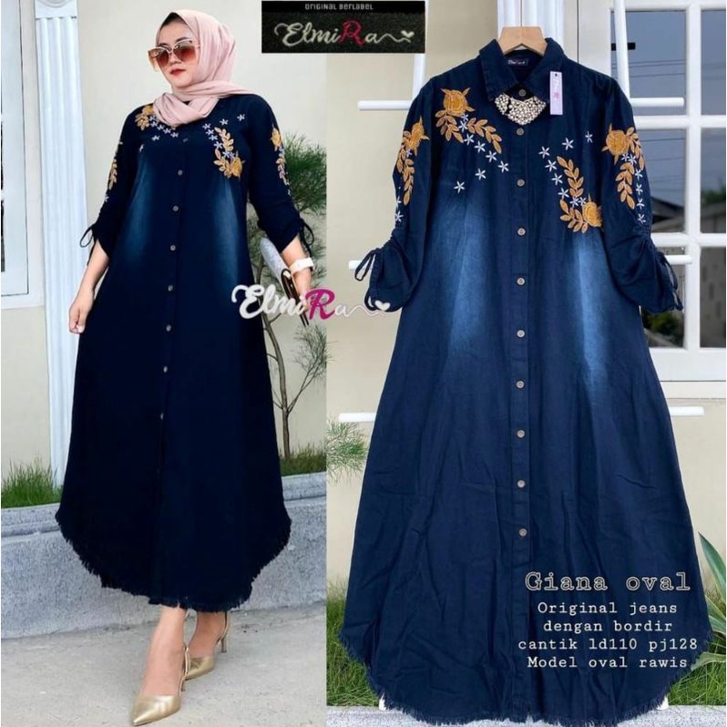 Jual Readystok Giana Oval Maxy Original Jeans Ivanka Flower Maxy Oru