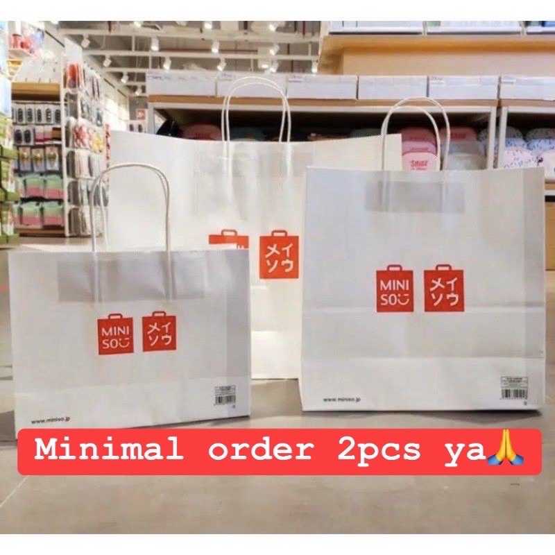 Jual MINISO Paper Bag ukuran S M L (minimal 2pcs ya) | Shopee Indonesia