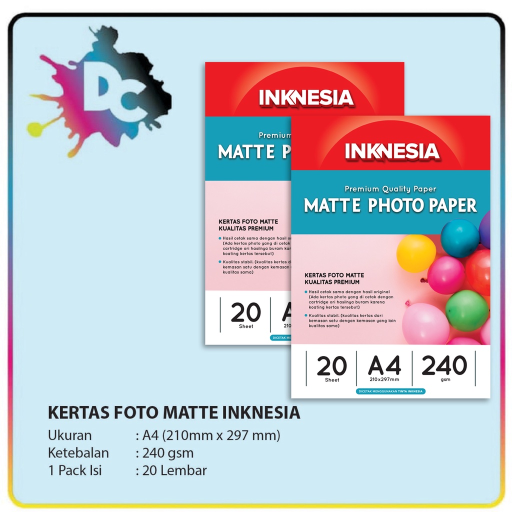 Jual Kertas Photo Matte / Luster / Matte Satin Photo Paper Inknesia A4 Shopee Indonesia