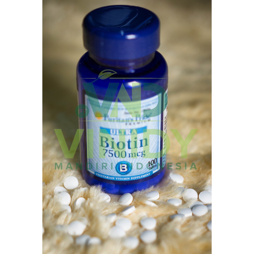 Puritan's Pride Biotin 7500 Mcg – 100 Tablets, Vitamin B7 For Hair & Nails, MPN 18556, UPC 025077185566