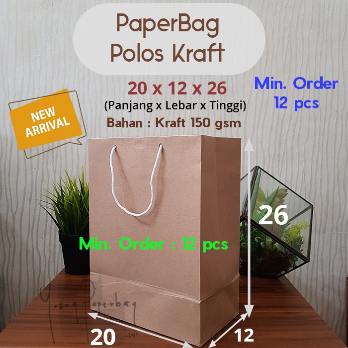 Jual Paperbag Tas Kertas Paper Bag Polos Kraft Coklat Gsm X