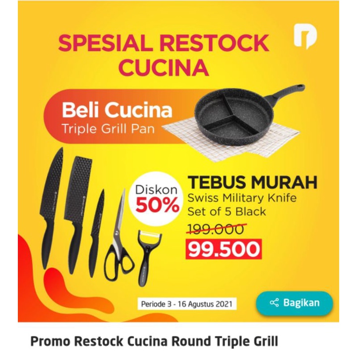 Cucina Round Triple Grill Pan