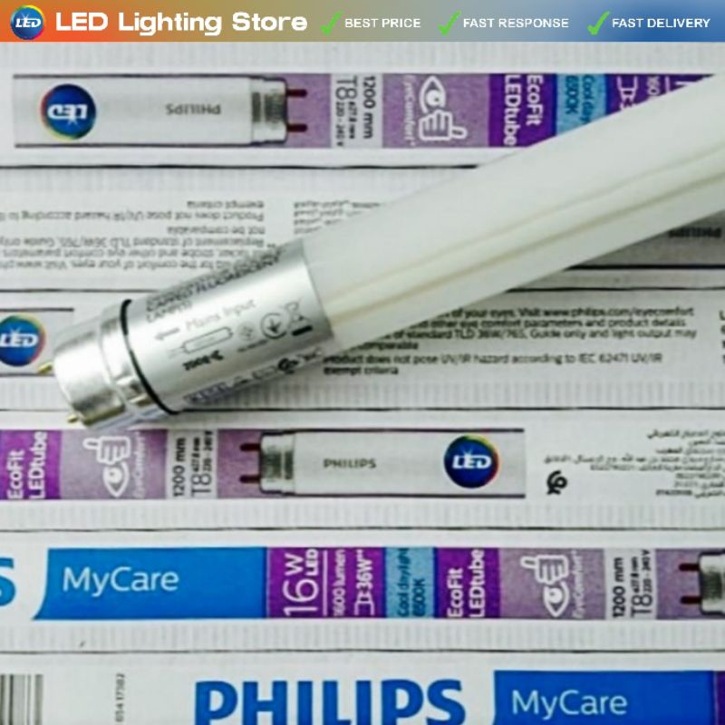 Jual Lampu TL LED Philips Ecofit 16W Watt 120cm 1200mm Putih 6500K Cool  DayLight