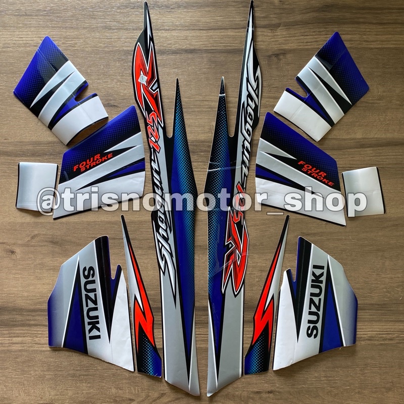 Jual Sticker Striping Suzuki Shogun New 125 R 2005 Hitam Biru Stiker