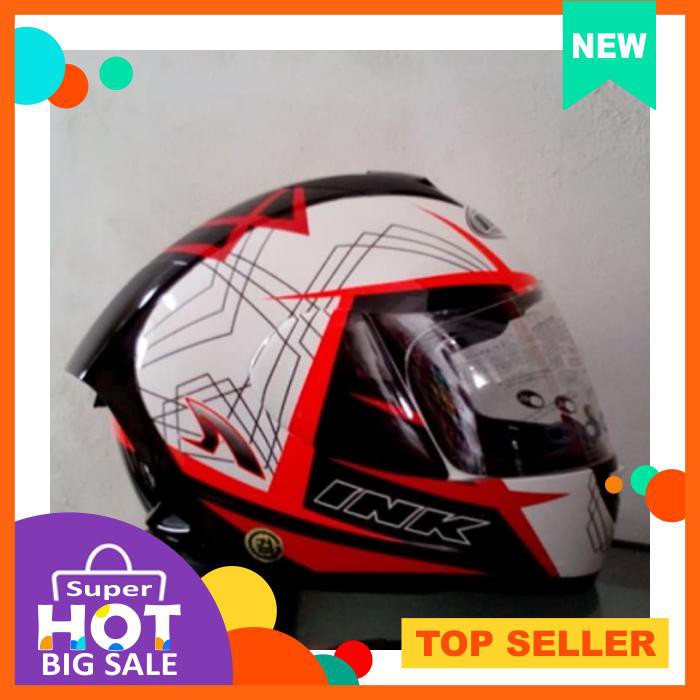 Jual Helm Ink Cl Max White Black Red Double Visor Full Face | Shopee ...