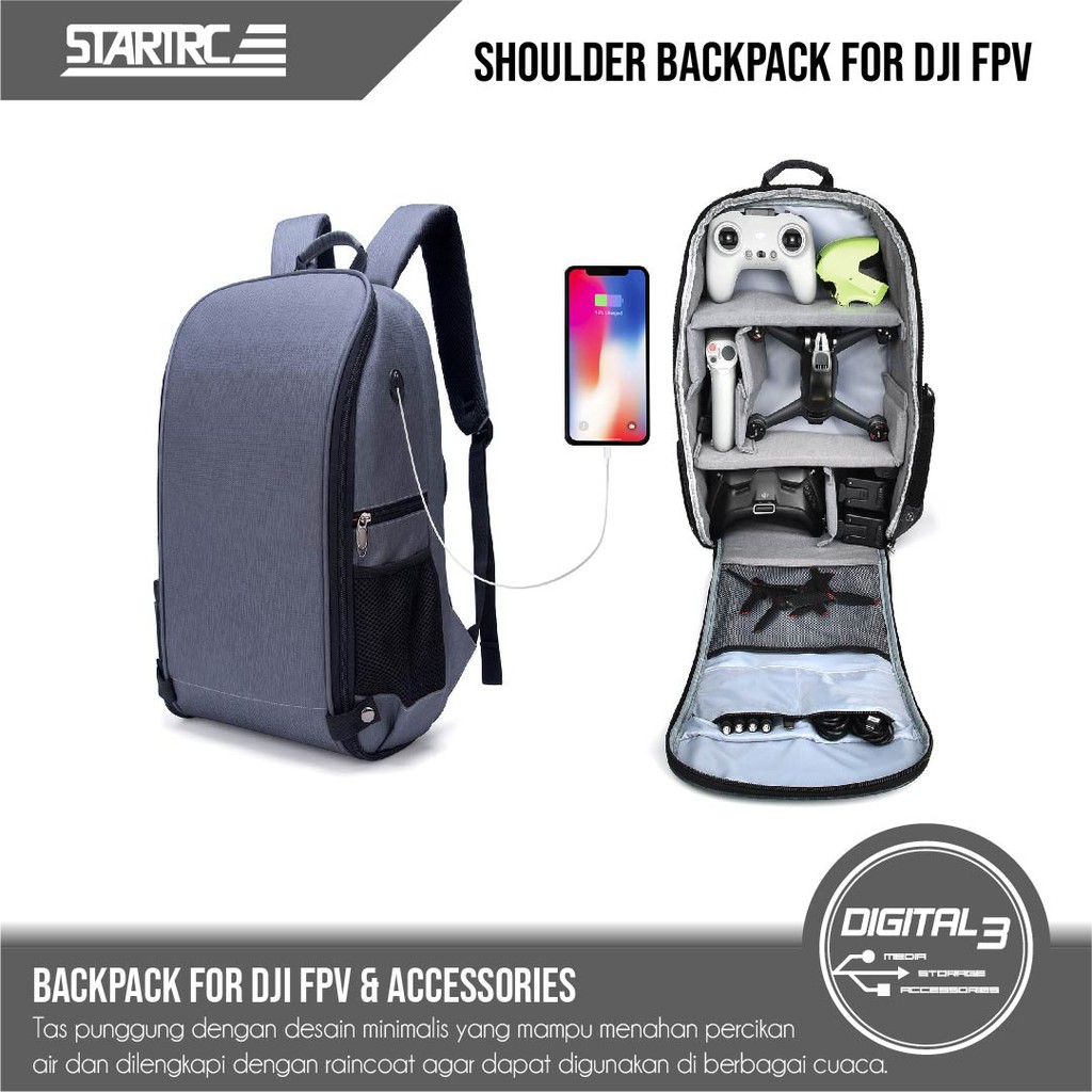 Jual STARTRC Shoulder Backpack Tas Ransel DJI FPV Drone DSLR Camera Bag ...