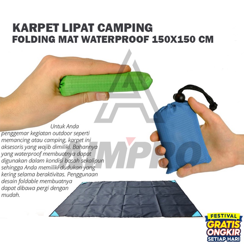 KARPET PIKNIK LIPAT TAHAN AIR WATERPROOF PORTABLE KARPET CAMPING OUTDOOR UKURAN 150x150 cm