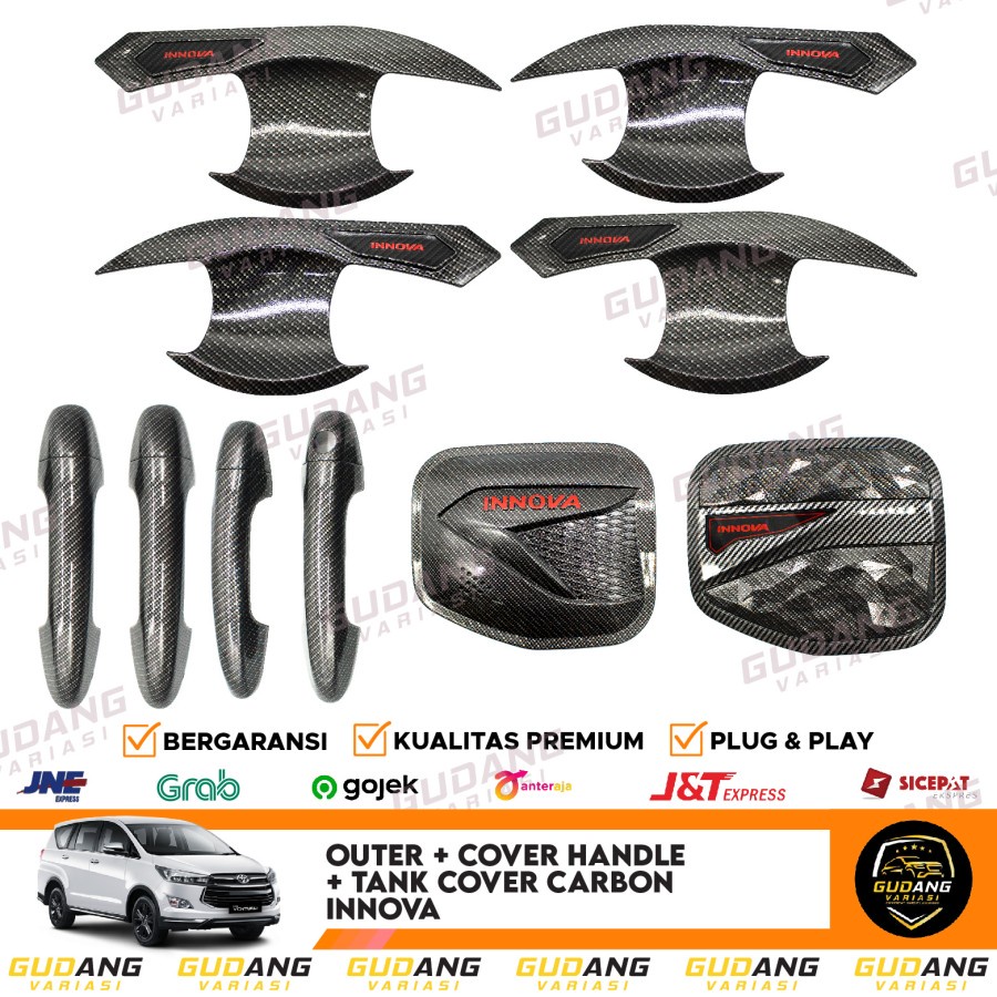 Jual Paket Lengkap Outer Handle Tank Cover Innova Reborn Carbon ...